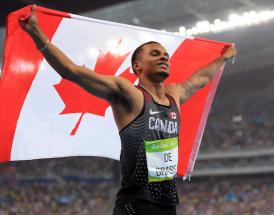 What is the net worth for Canada sprinter Andre de Grasse